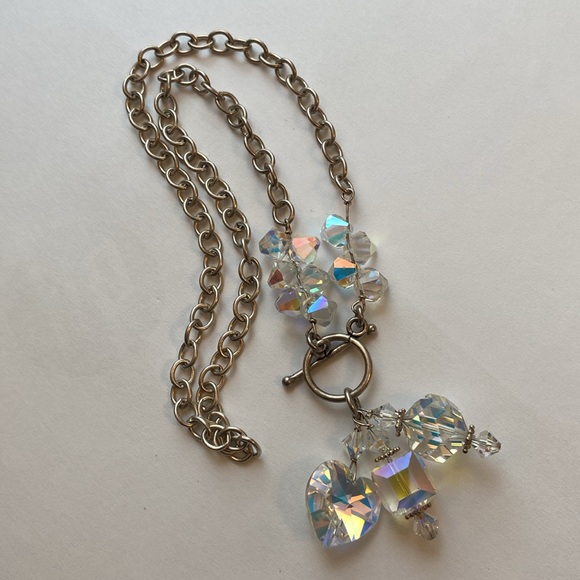 Chunky Sterling & AB Crystal Candy toggle necklace - Picture 3 of 17